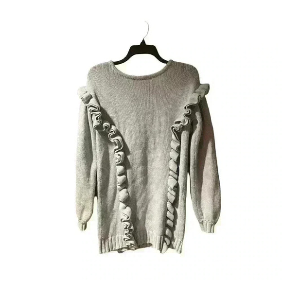 Tularosa Revolve Ribbed Ruffle Sweater Baby Blue Size XXS/XS/S - Picture 2 of 8